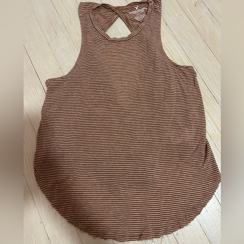 American Eagle Outfitters Brown and Tan Sleeveless Tank Top Open Back